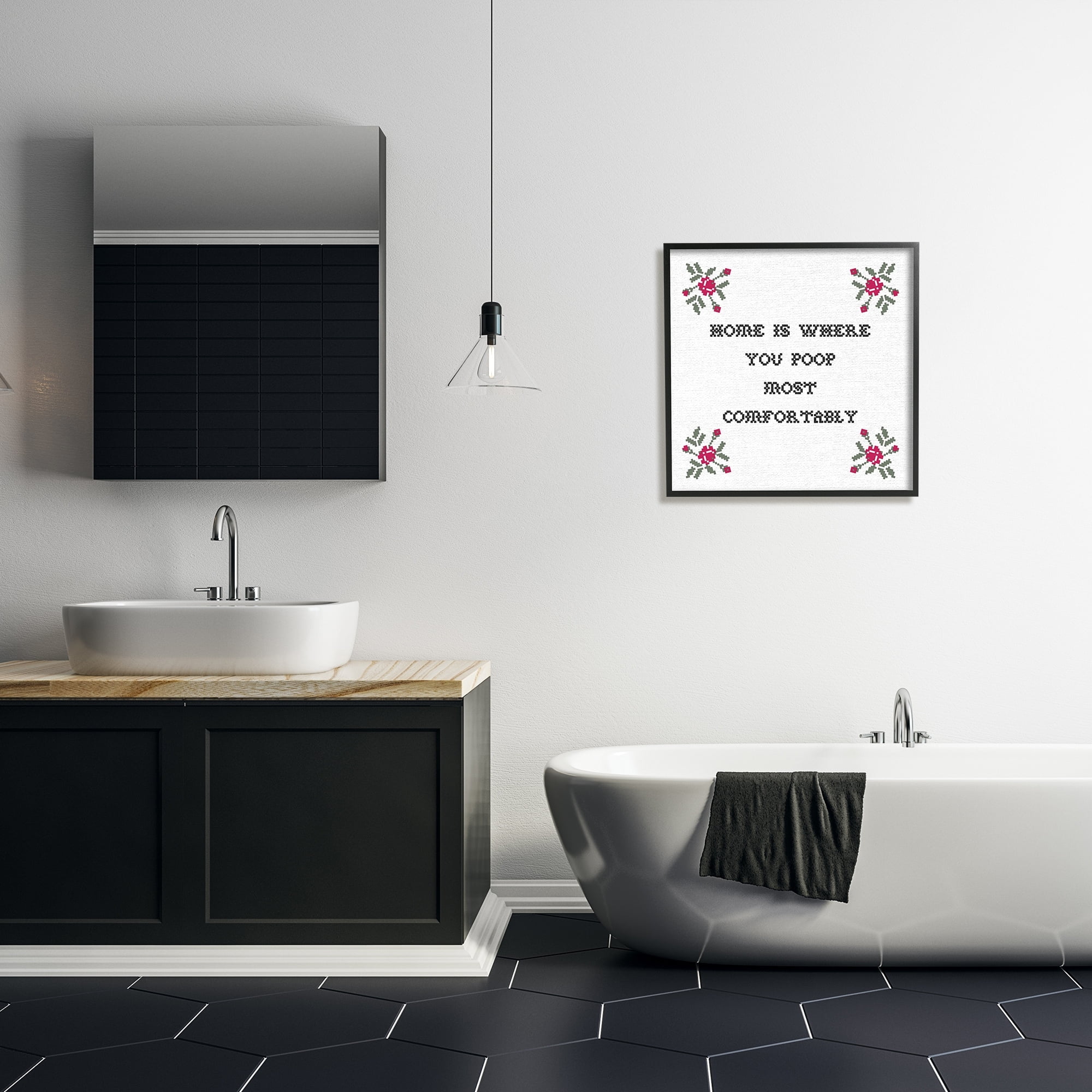 Stupell Industries Home Where You Poop Most Comfortably Funny Bathroom, 24 x 24, Design by Daphne Polselli