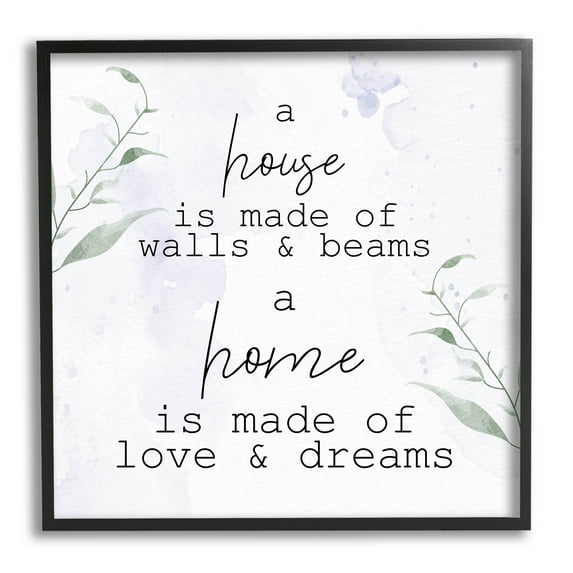 Stupell Industries Home is Love & Dreams Phrase Graphic Art Black Framed Art Print Wall Art, Design by Kim Allen