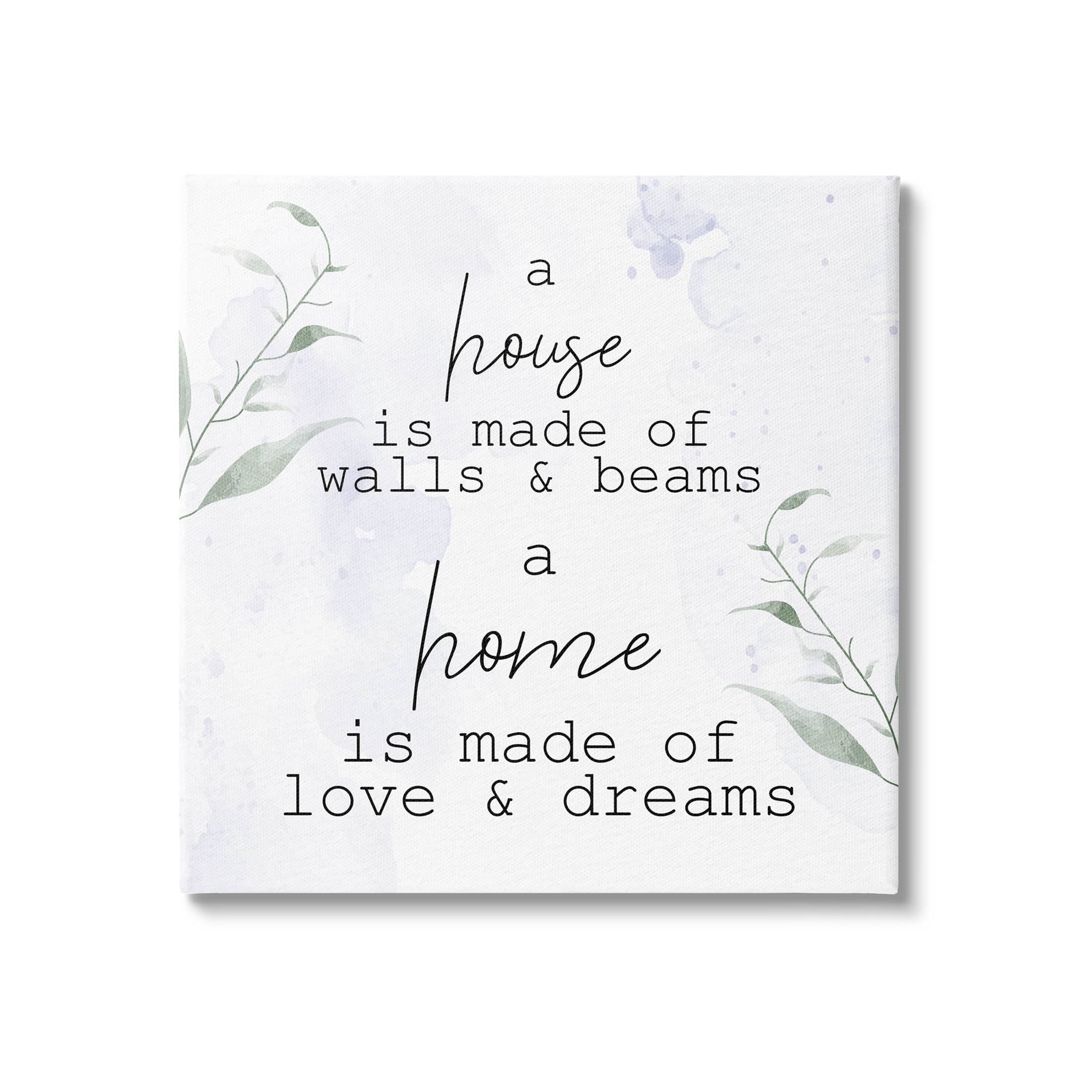 Stupell Industries Home is Love & Dreams Phrase Graphic Art Gallery Wrapped Canvas Print Wall Art, Design by Kim Allen