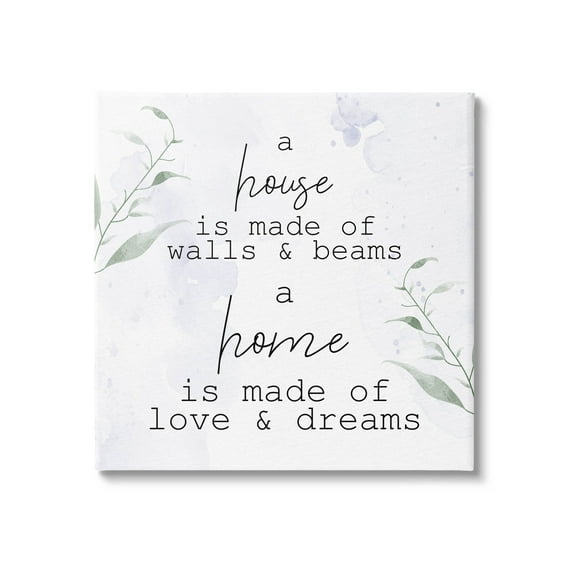 Stupell Industries Home is Love & Dreams Phrase Graphic Art Gallery Wrapped Canvas Print Wall Art, Design by Kim Allen