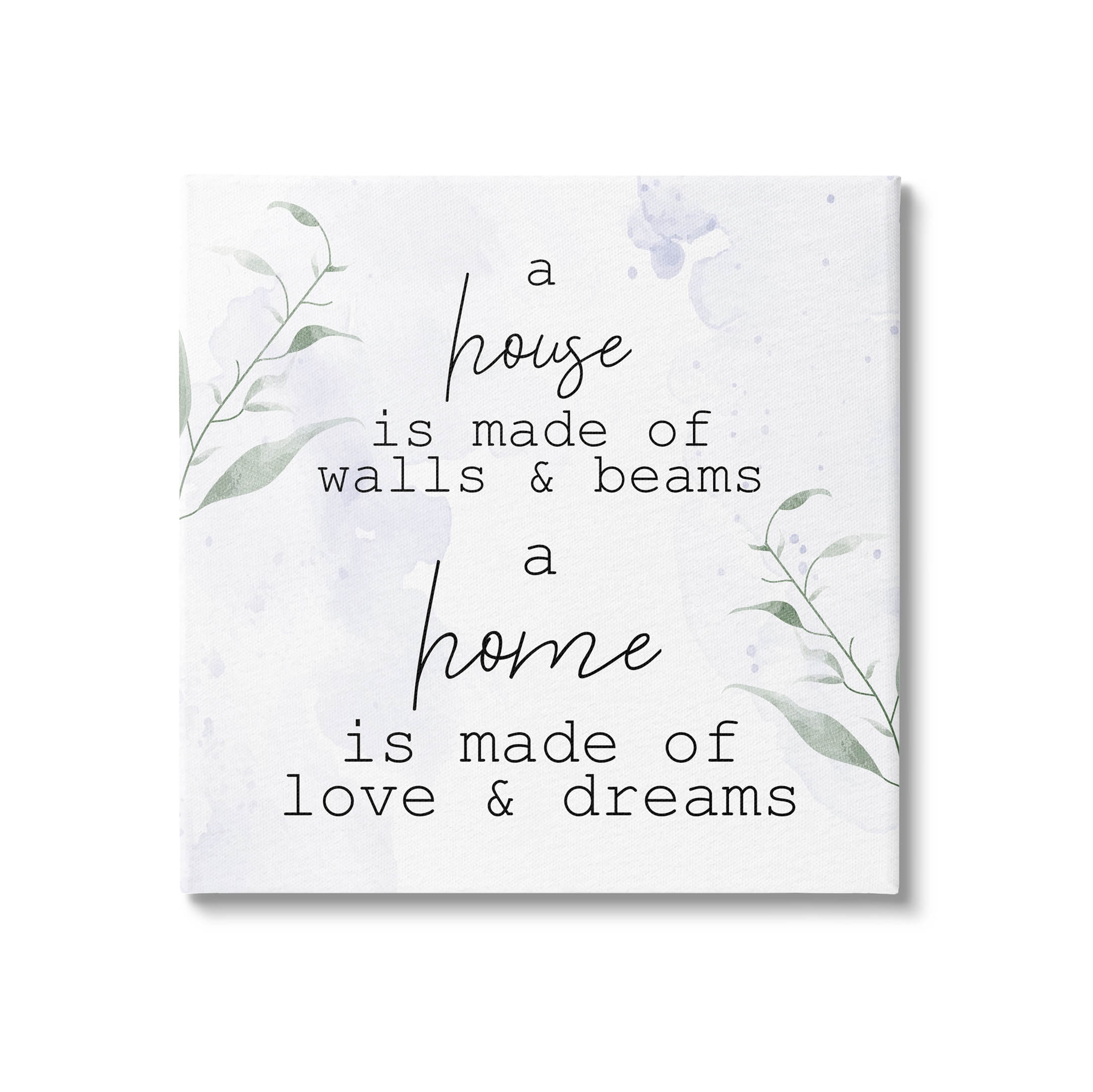 Stupell Industries Home is Love & Dreams Phrase Graphic Art Gallery Wrapped Canvas Print Wall Art, Design by Kim Allen