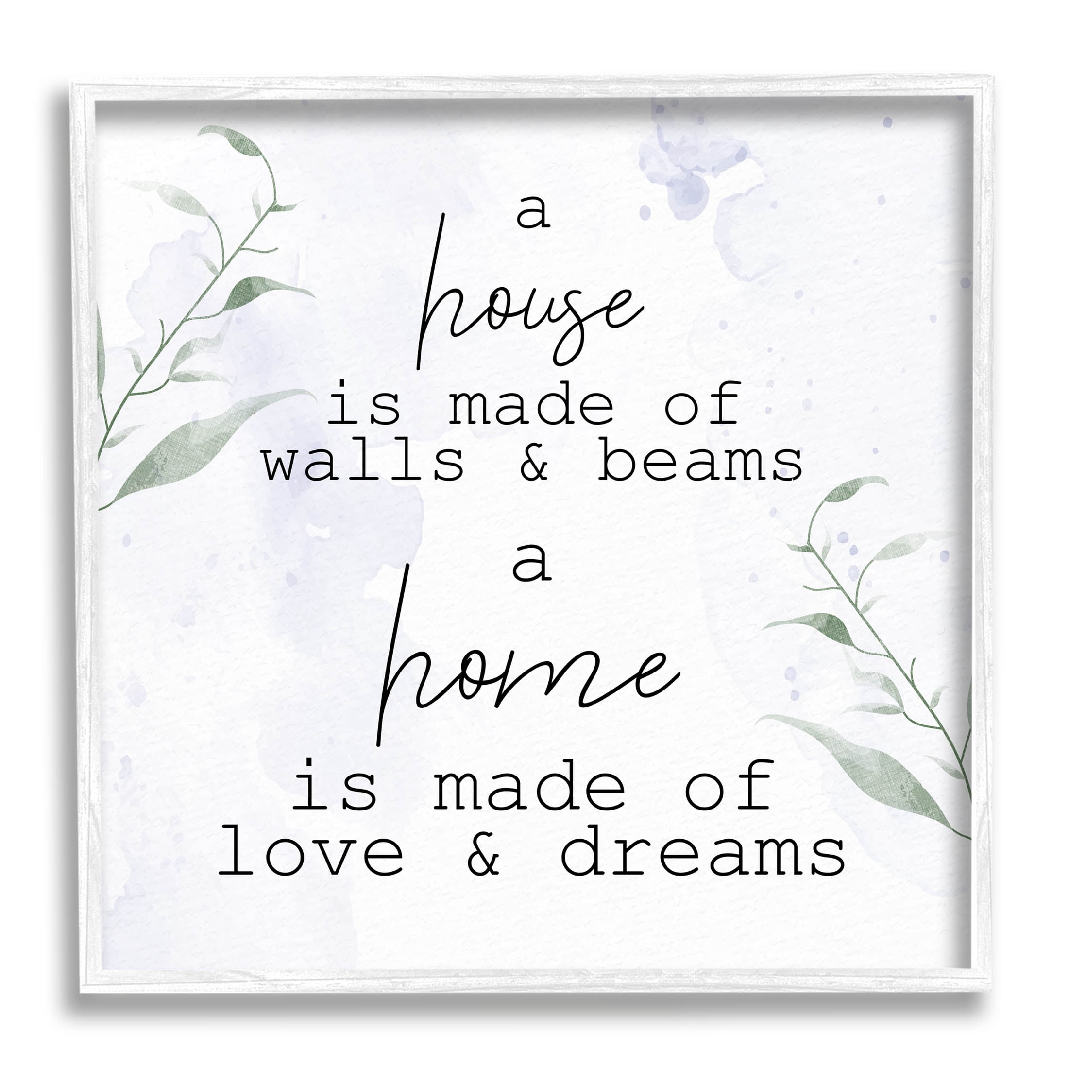 Stupell Industries Home is Love & Dreams Phrase Graphic Art White Framed Art Print Wall Art, Design by Kim Allen