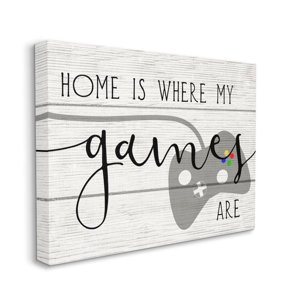 Stupell Industries Home is Where My Games Are Quote Rustic Play Design Canvas Wall Art Design by Daphne Polselli