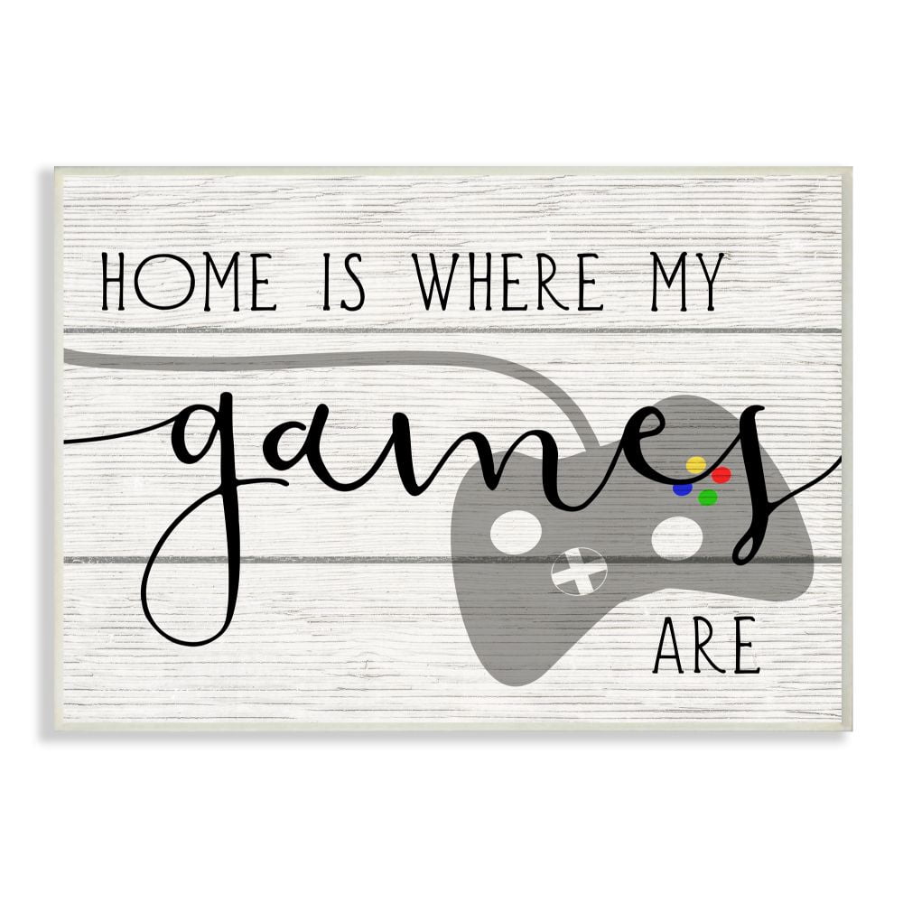 Stupell Industries Home is Where My Games Are Quote Rustic Play Design Graphic Art Unframed Art Print Wall Art, 10x15, by Daphne Polselli