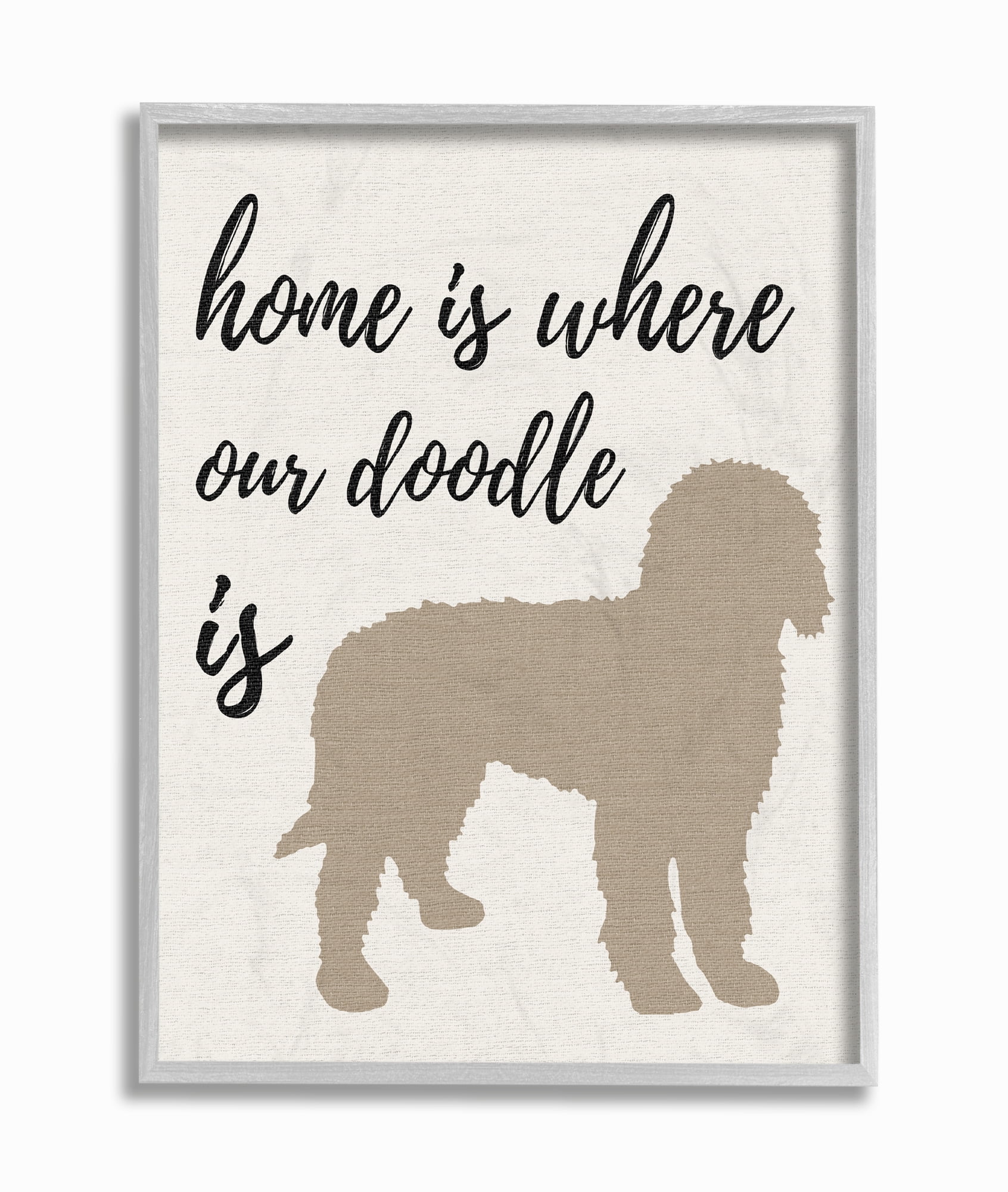 Stupell Industries Home is Where Our Golden Doodle Is Graphic Art Gray Framed Art Print Wall Art, 11x14, by Daphne Polselli