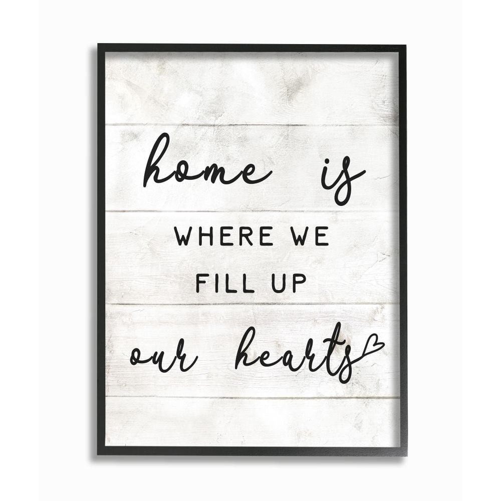 Stupell Industries Home is Where We Fill Up Our Hearts Family Quote Framed Wall Art Design by Daphne Polselli, 24" x 30", Black Framed