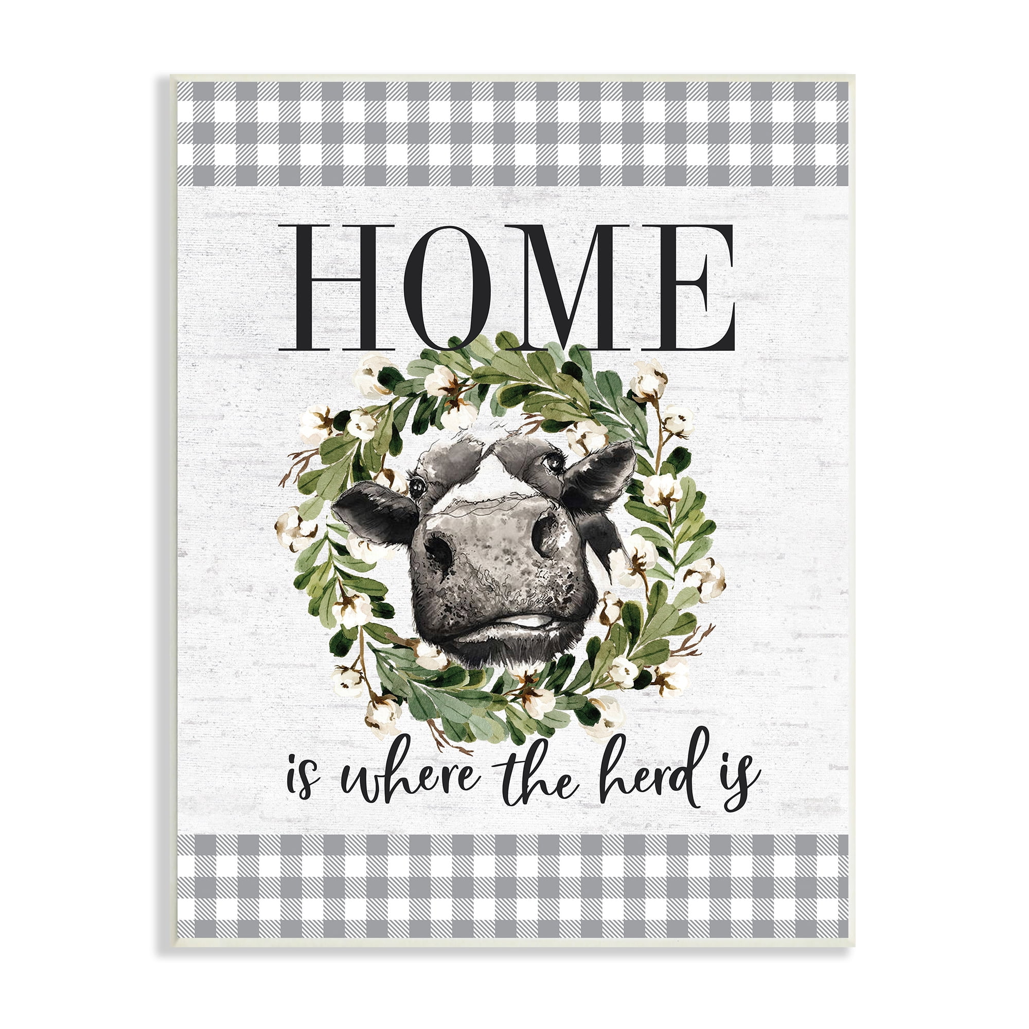 Stupell Industries Home is Where the Herd Is Farm Cow Pun Wall Plaque Design by Lettered and Lined