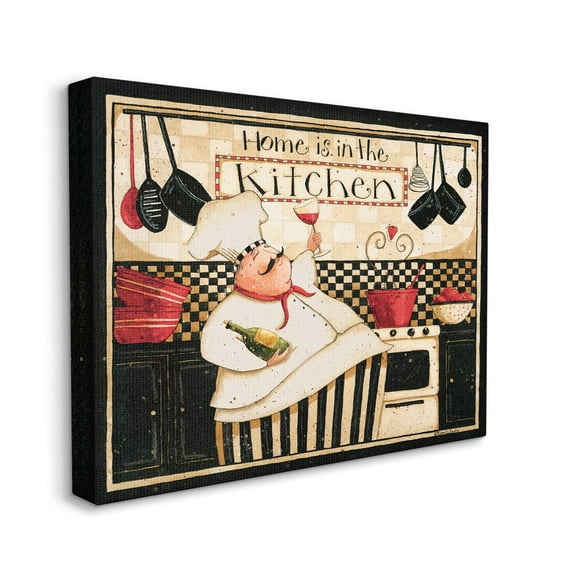 Stupell Industries Home is in the Kitchen with Happy Chef Illustration Designed by Dan DiPaolo