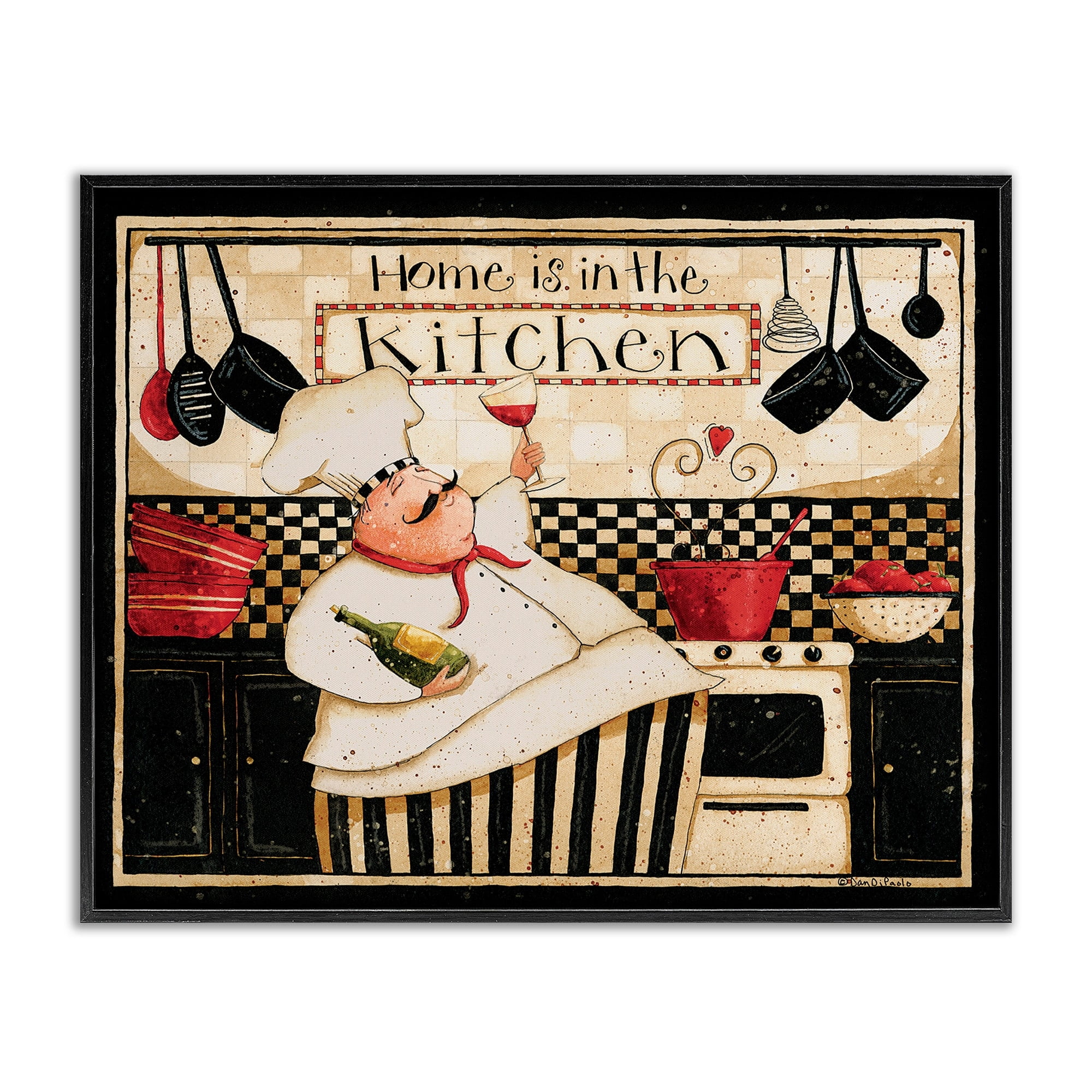 Stupell Industries Home is in the Kitchen with Happy Chef Illustration Designed by Dan DiPaolo