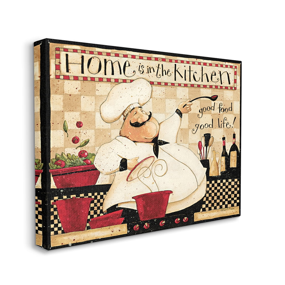 Stupell Industries Home is the Kitchen Phrase Charming Vintage Chef Canvas Wall Art by Dan DiPaolo
