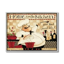 Stupell Industries Home is the Kitchen Phrase Charming Vintage Chef Gray Framed by Dan DiPaolo