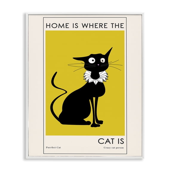 Stupell Industries Modern Home's Where Cat Is Phrase Funny Fashion Feline White Framed Giclee Art, 16 x 20, by Ayse