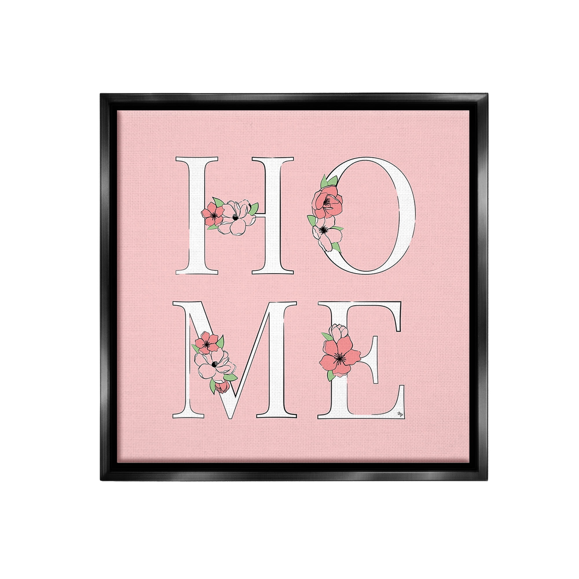Stupell Industries Home with Flower Blossoms Botanical & Floral Painting Black Floater Framed Canvas Art Print Wall Art, 18 x 18
