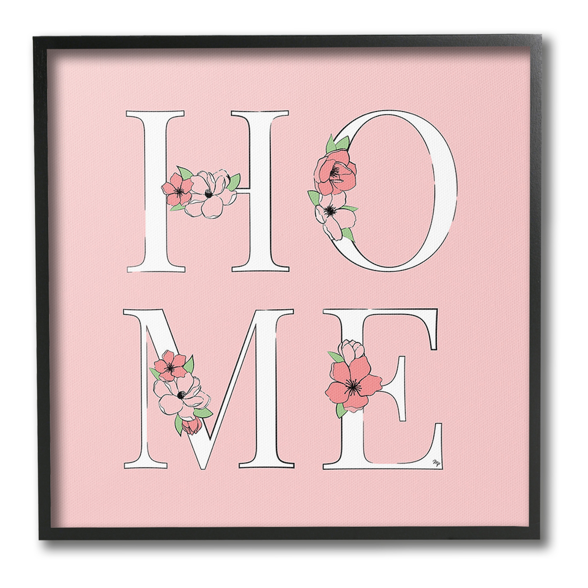 Stupell Industries Home with Flower Blossoms Botanical & Floral Painting Black Framed Art Print Wall Art, 17 x 17