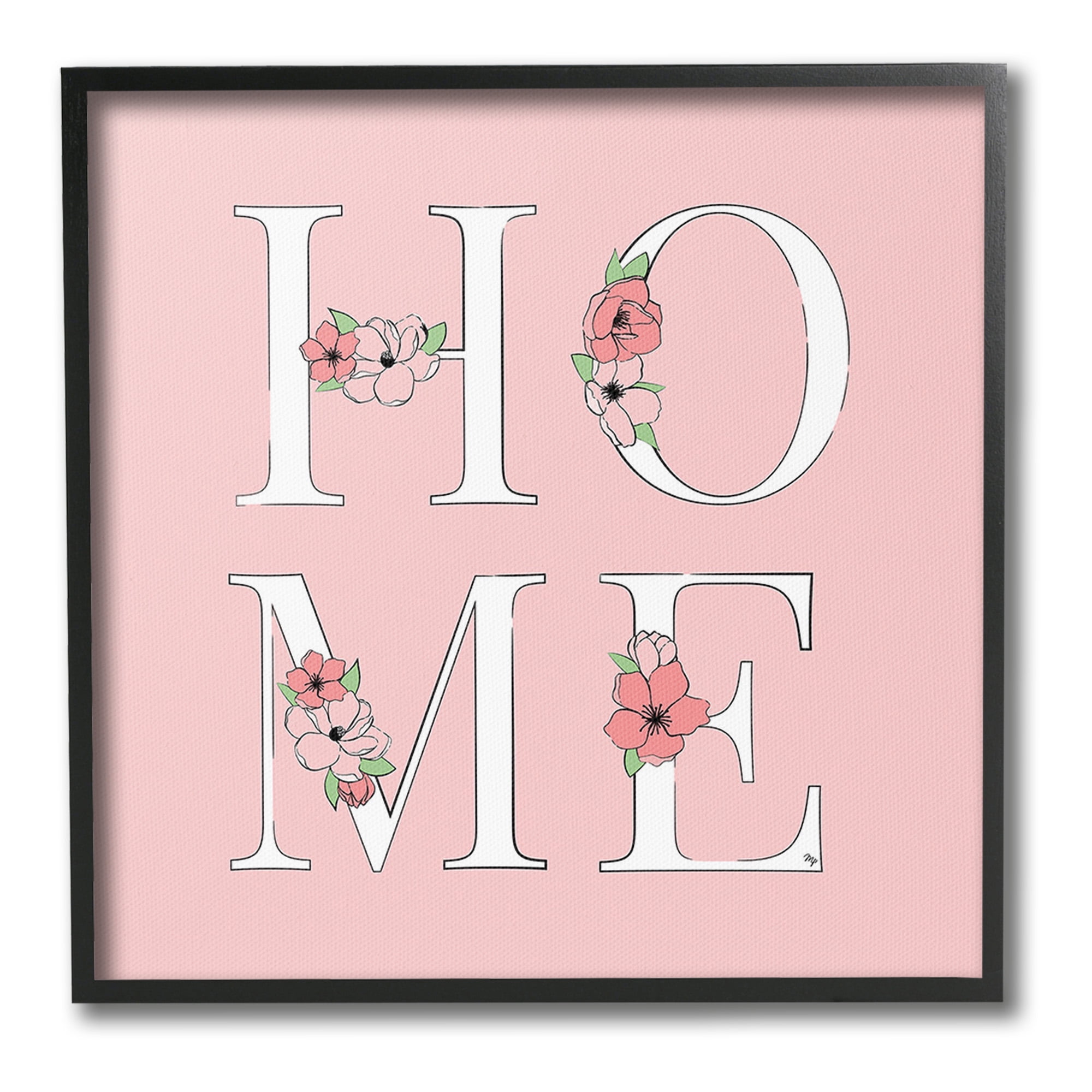 Stupell Industries Home with Flower Blossoms Botanical & Floral Painting Black Framed Art Print Wall Art, 24 x 24