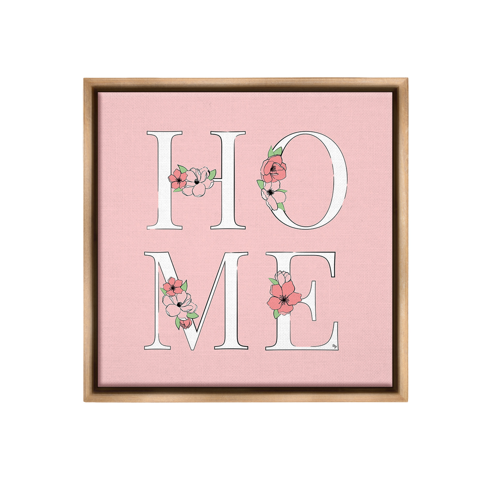 Stupell Industries Home with Flower Blossoms Botanical & Floral Painting Brown Floater Framed Canvas Art Print Wall Art, 18 x 18