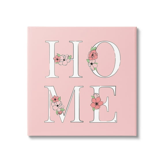 Stupell Industries Home with Flower Blossoms Botanical & Floral Painting Gallery Wrapped Canvas Art Print Wall Art, 17 x 17