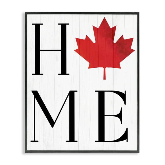 Stupell Industries Home with Maple Leaf Black Framed Giclee Art design by Lil' Rue, 20 x 16