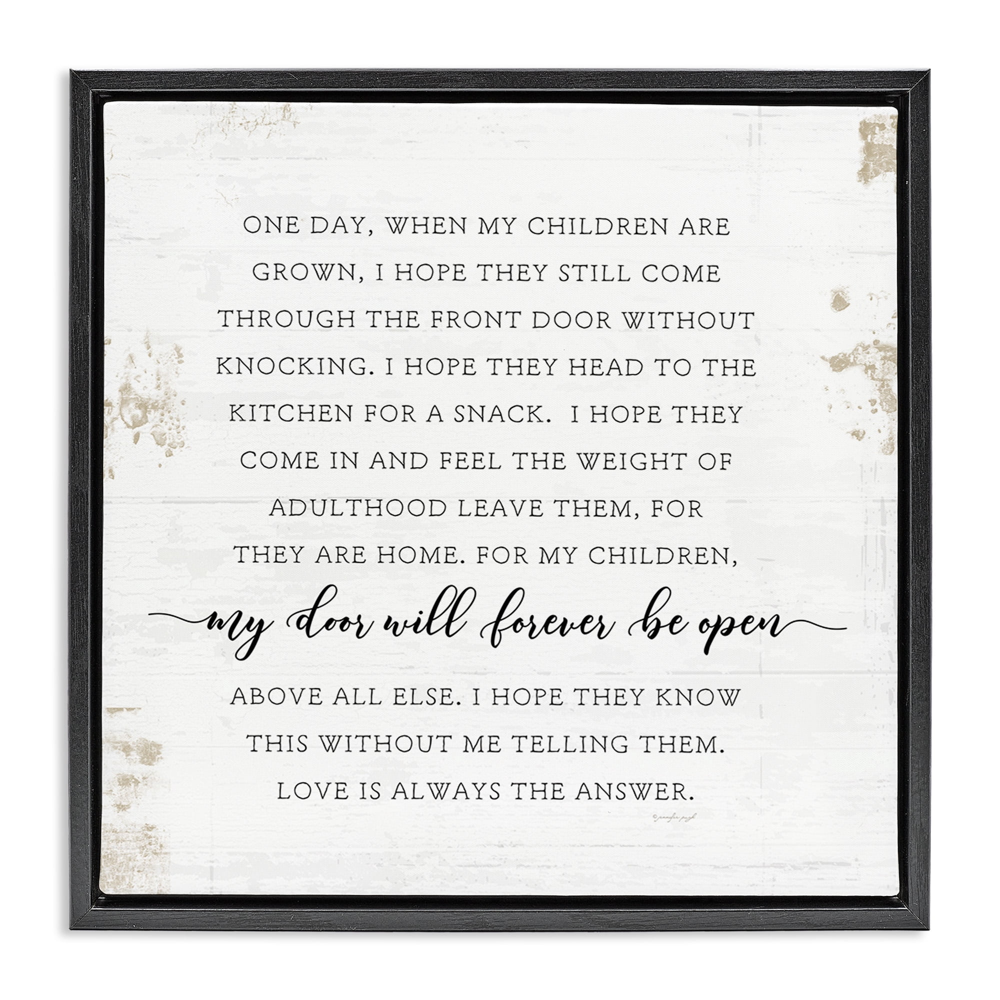 Stupell Industries Homely Parenting Phrase Inspirational Painting Black Floater Framed Canvas Art Print Wall Art, 25 x 25
