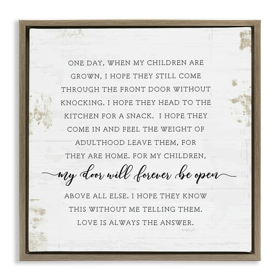 Stupell Industries Homely Parenting Phrase Inspirational Painting Brown Floater Framed Canvas Art Print Wall Art, 18 x 18