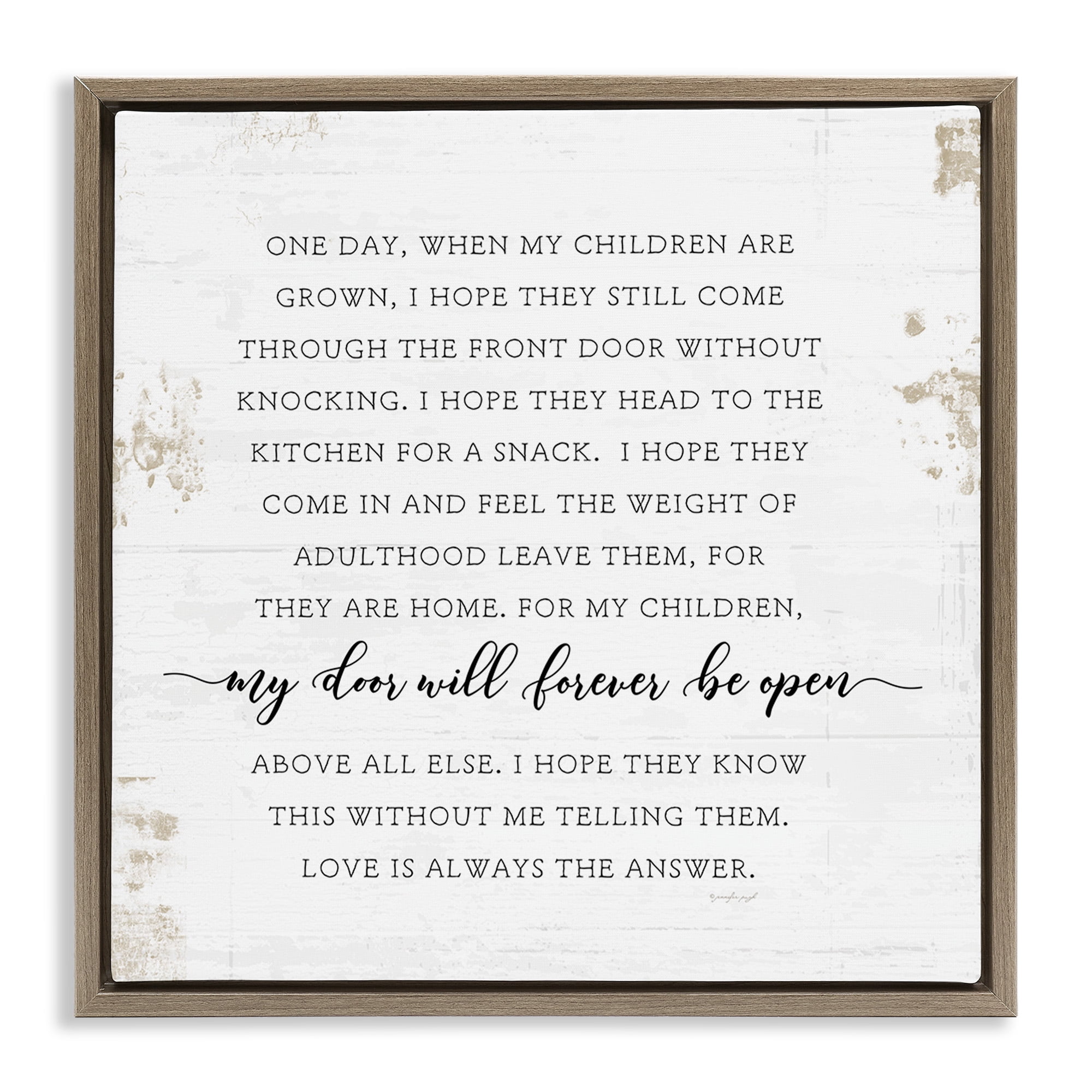 Stupell Industries Homely Parenting Phrase Inspirational Painting Brown Floater Framed Canvas Art Print Wall Art, 25 x 25