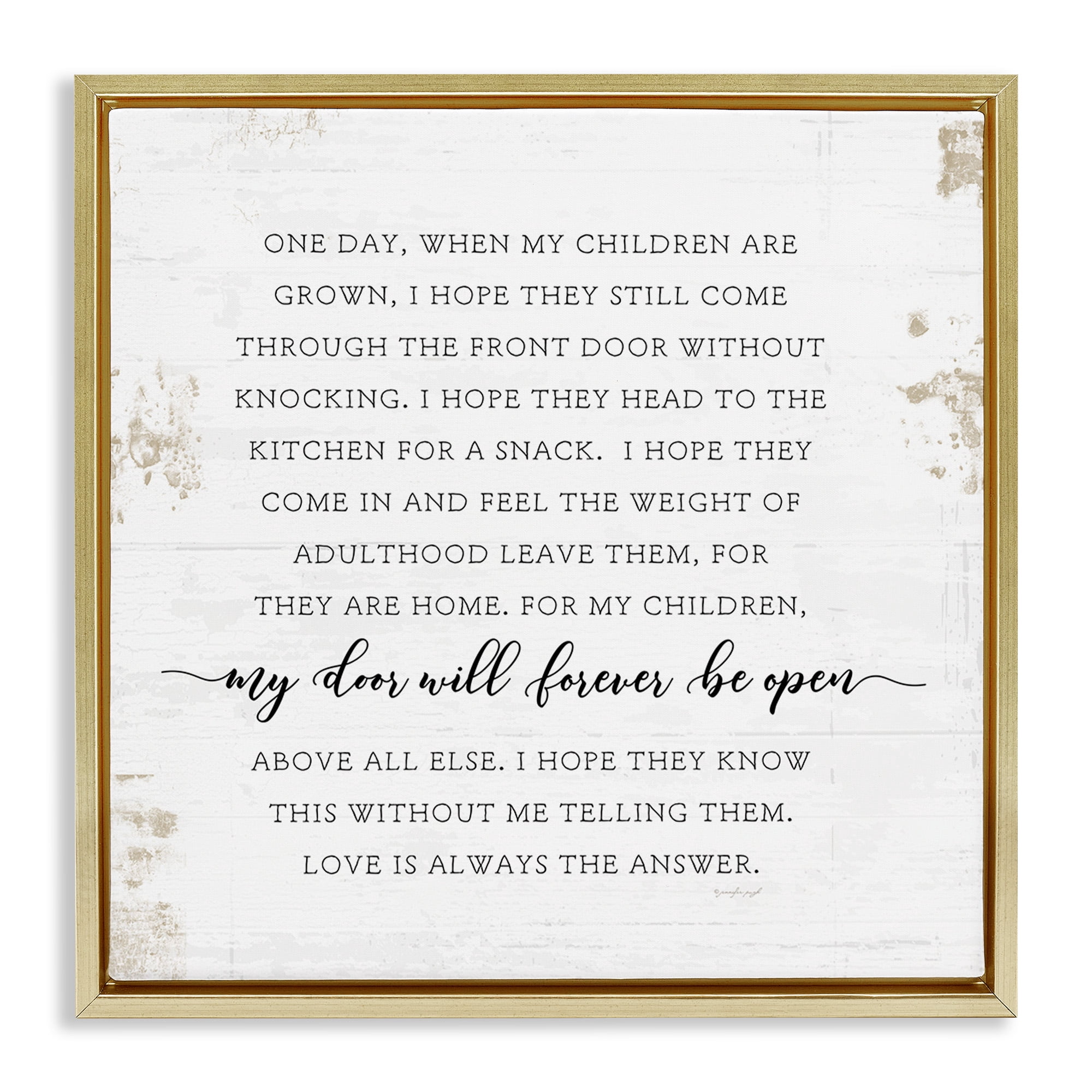 Stupell Industries Homely Parenting Phrase Inspirational Painting Gold Floater Framed Canvas Art Print Wall Art, 18 x 18
