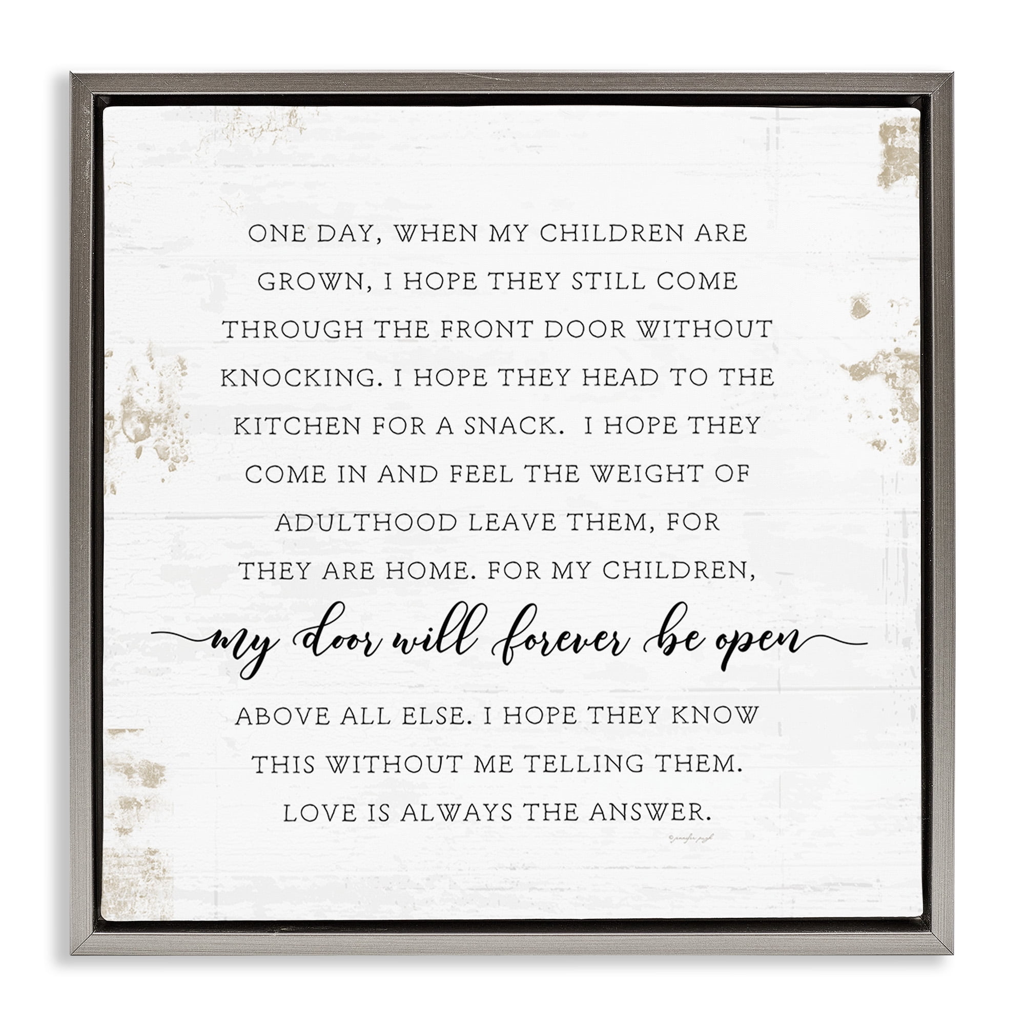 Stupell Industries Homely Parenting Phrase Inspirational Painting Gray Floater Framed Canvas Art Print Wall Art, 18 x 18