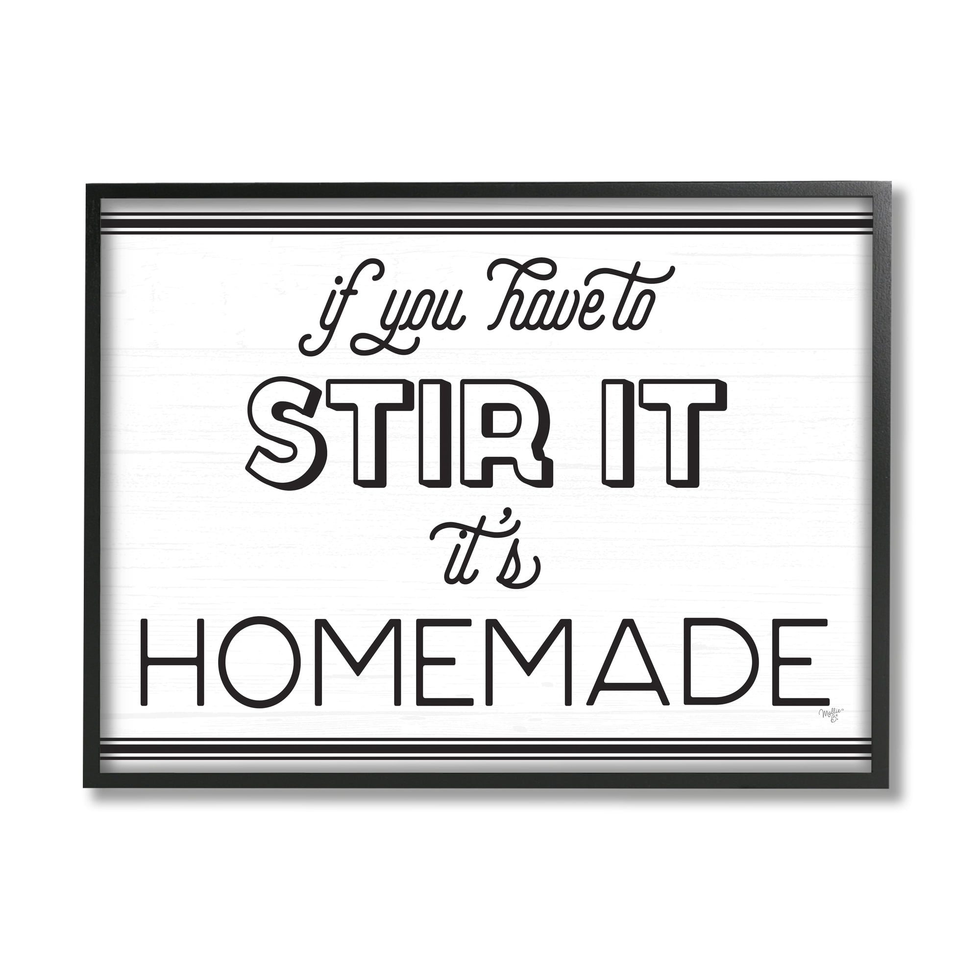 Stupell Industries Homemade If Stirred Humorous Cooking Kitchen Vintage Phrase Graphic Art Black Framed Art Print Wall Art, Design by Mollie B.