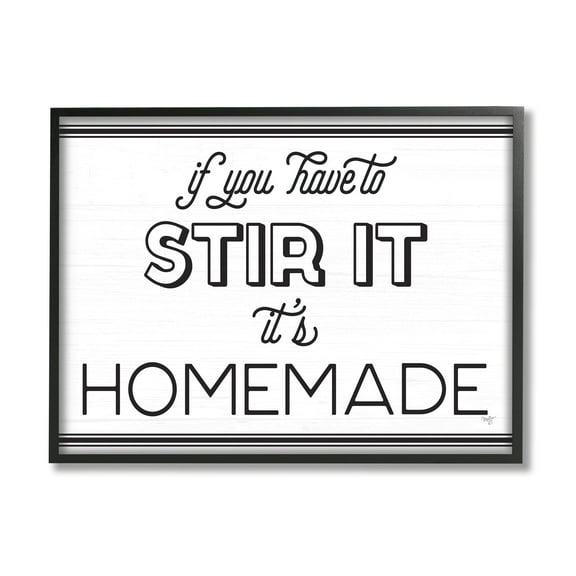 Stupell Industries Homemade If Stirred Humorous Cooking Kitchen Vintage Phrase Graphic Art Black Framed Art Print Wall Art, Design by Mollie B.