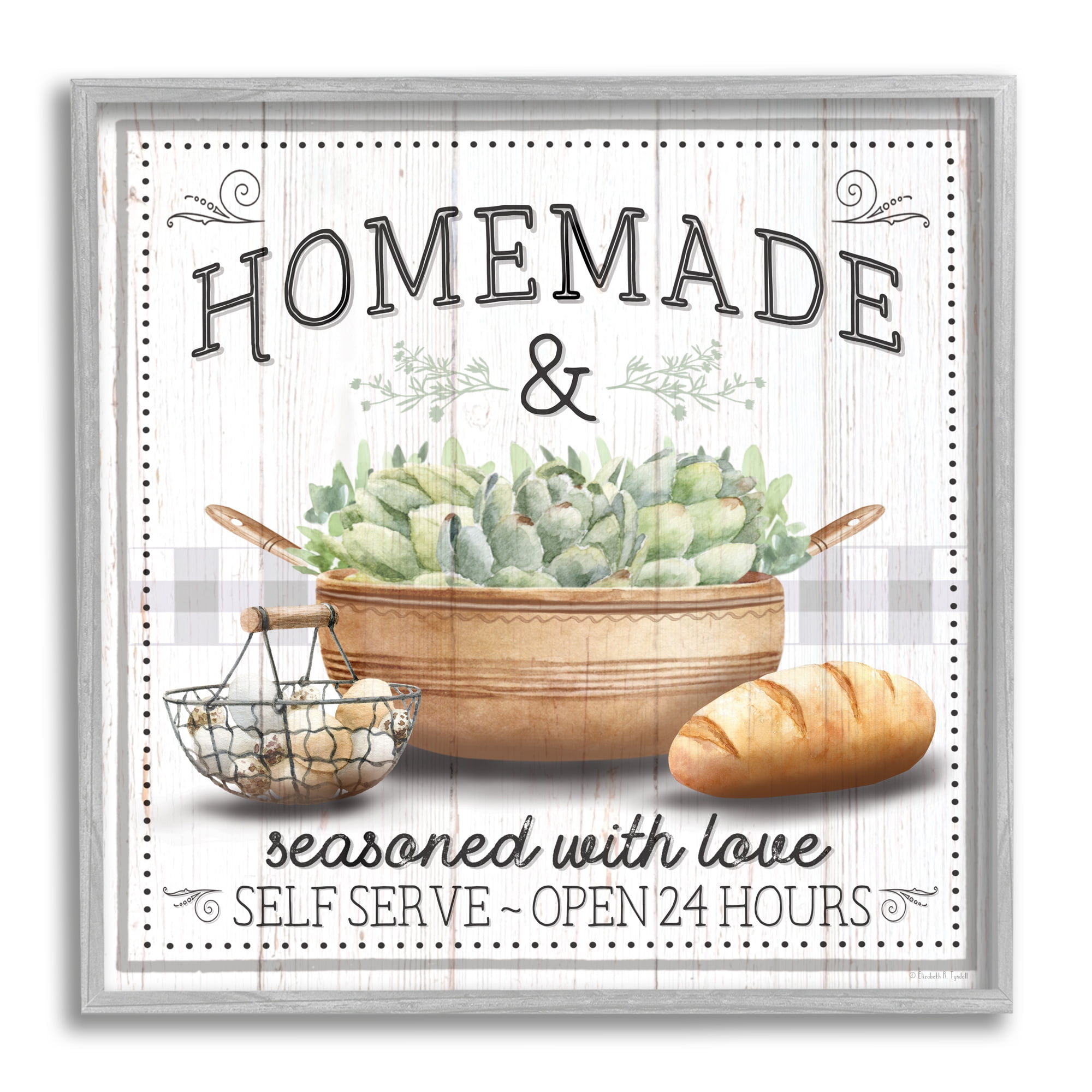 Stupell Industries Homemade Kitchen Still Life Food & Beverage Painting Gray Framed Art Print Wall Art, 17 x 17