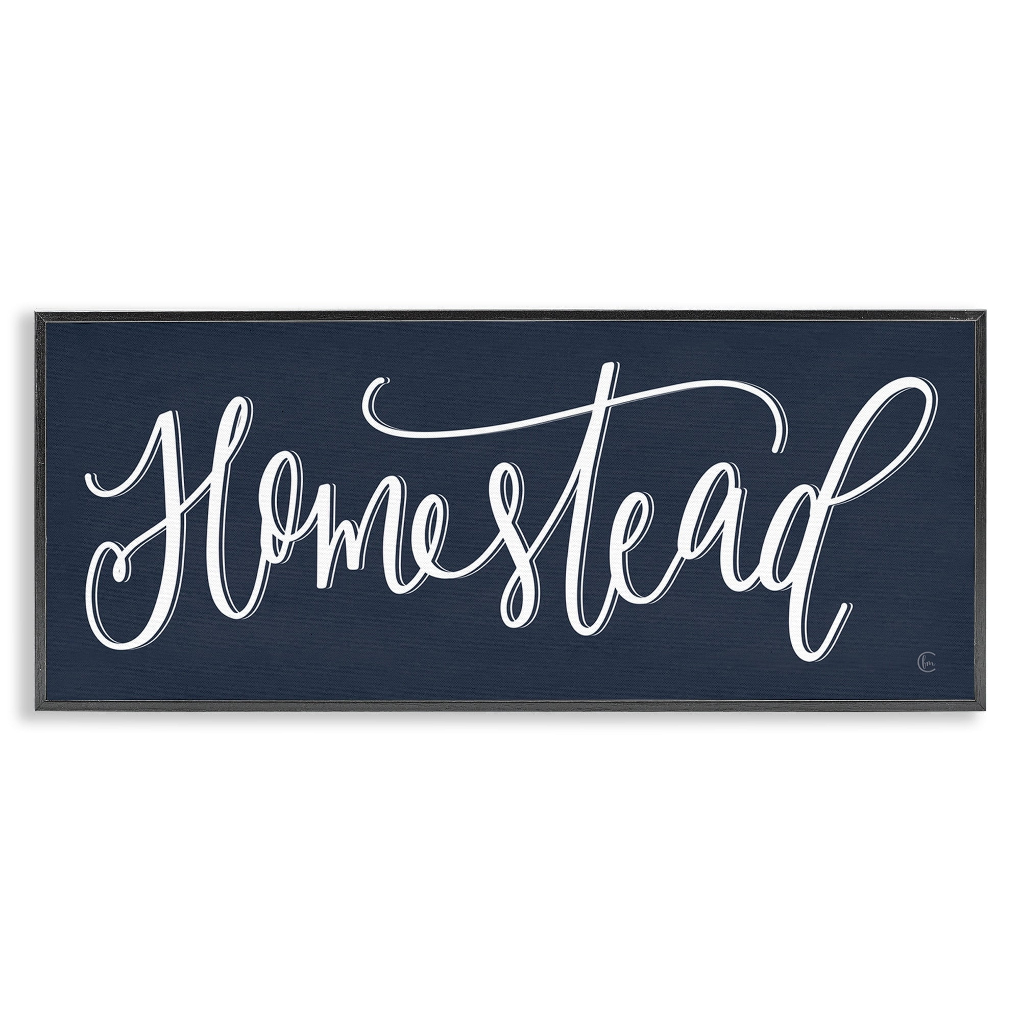 Stupell Industries Homestead Phrase Navy Blue Farmhouse Sign Elegant Typography, 24 x 10, Design by House Fenway