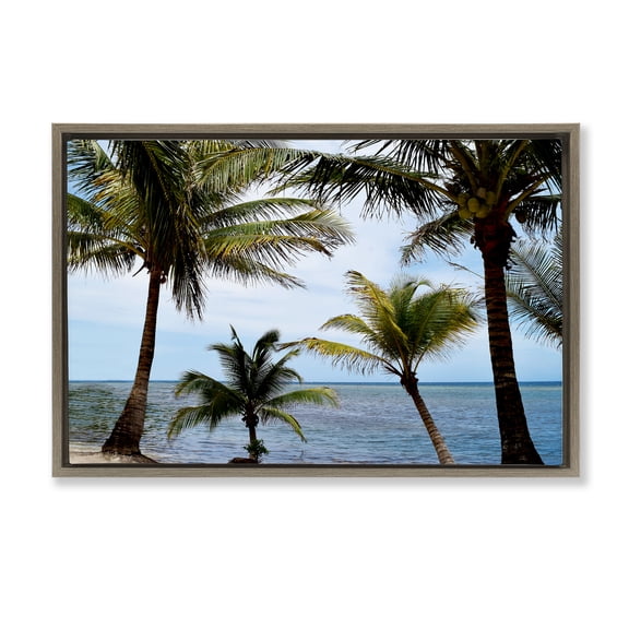 Stupell Industries Honduras Daytime Palms Brown Framed Floater Canvas Wall Art design by Natalie Carpentieri, 21 x 31