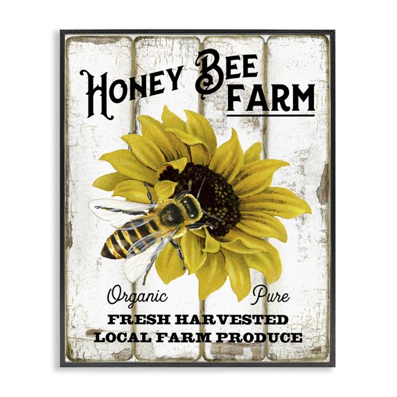 Stupell Industries Honey Bee Farm Insects Painting Black Framed Art Print Wall Art, 11 x 14