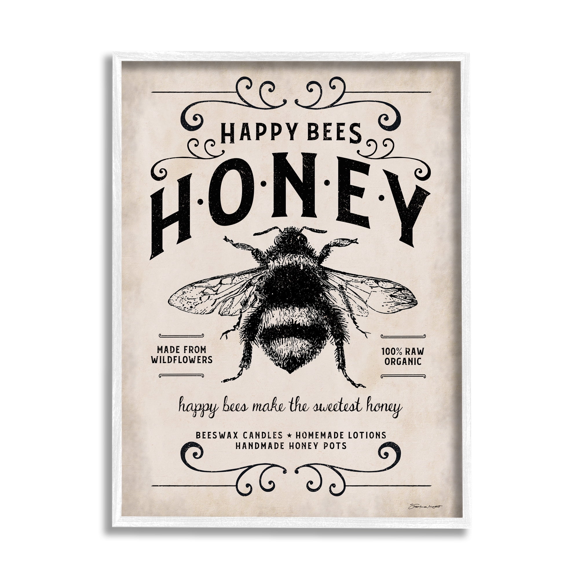 Stupell Industries Honey Bee Rustic Farm Textured Word Design, 24 x 30,Design by Stephanie Workman Marrott
