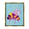 Stupell Industries Honey Bee on Blue Animals & Insects Painting Gold