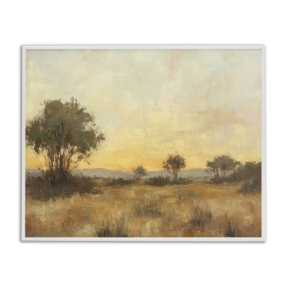 Stupell Industries Honey Hued Horizon Landscape & Nature Painting White Framed Art Print Wall Art, 30 x 24