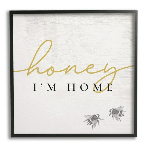 Stupell Industries Honey I'm Home Greeting Charming Bee Pun, 17 x 30,Design by Daphne Polselli