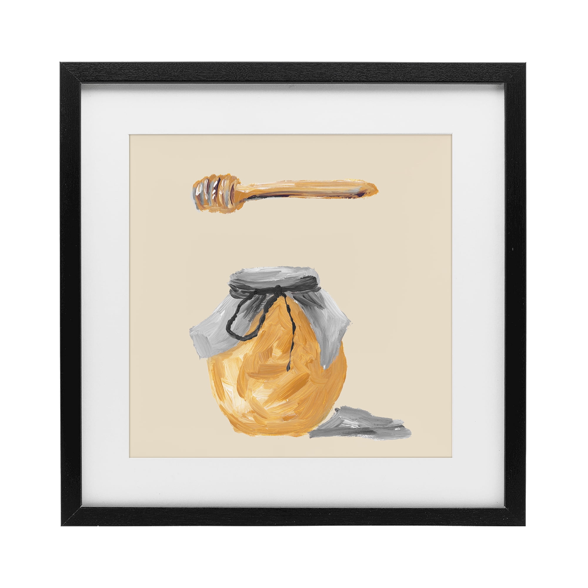 Stupell Industries Honey Jar over Tan Black Framed Print Under Glass, design by Lucille Price