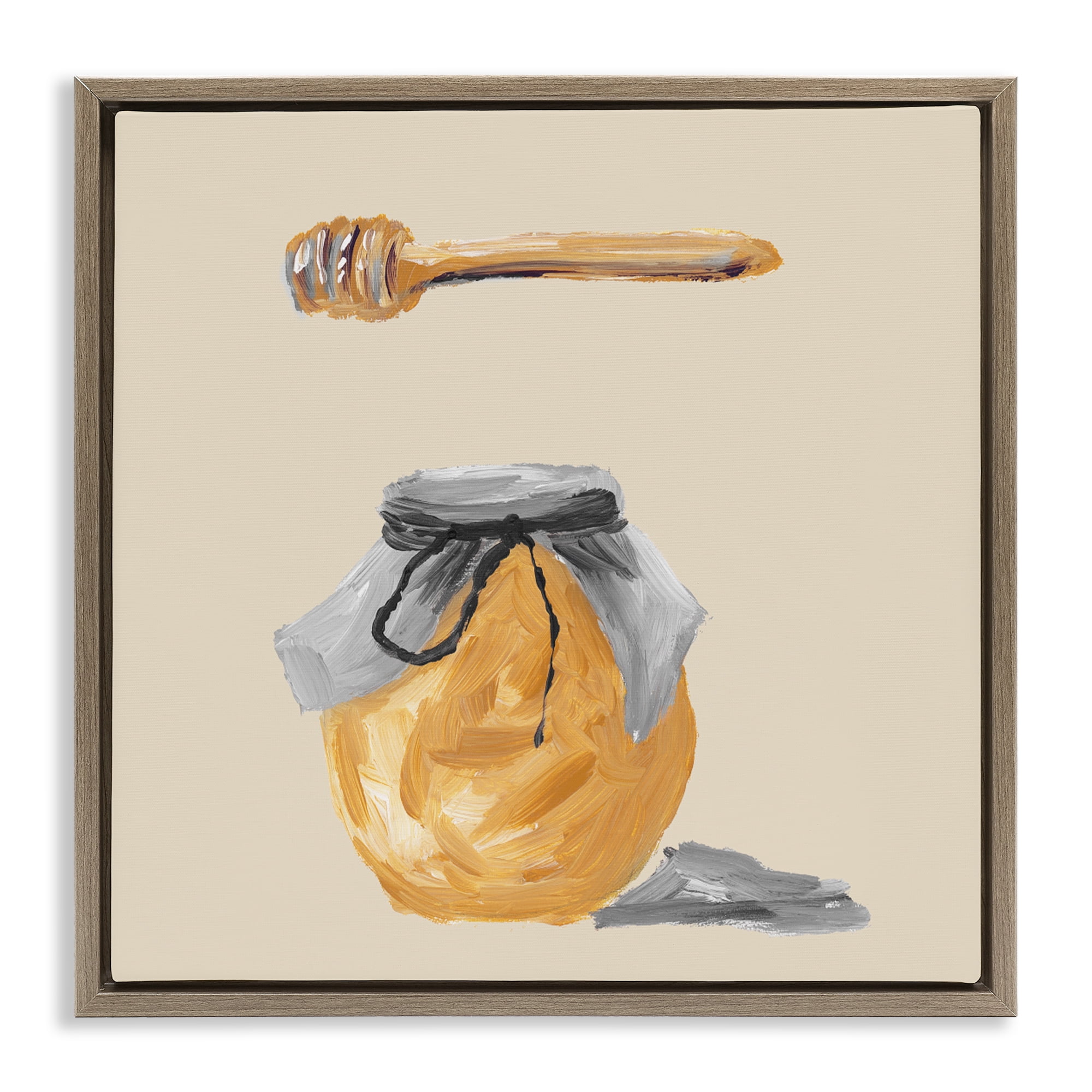 Stupell Industries Honey Jar over Tan Brown Framed Floater Canvas Wall Art, design by Lucille Price