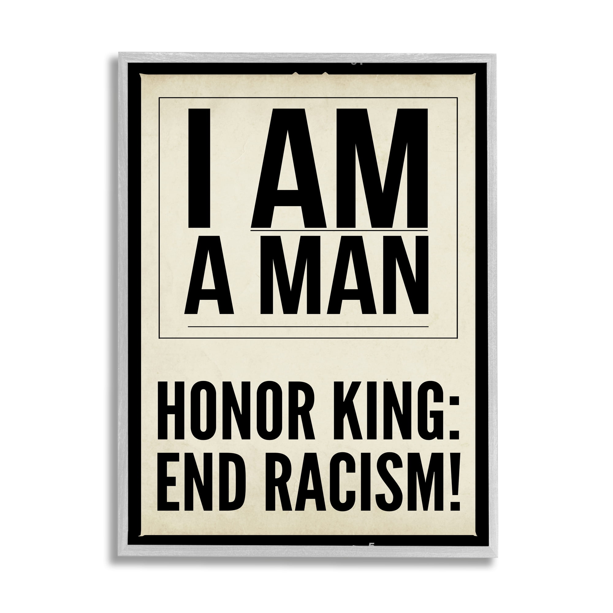 Stupell Industries Honor King End Racism Courageous Commemorating Quote Graphic Art Gray Framed Art Print Wall Art, Design by Graffitee Studios