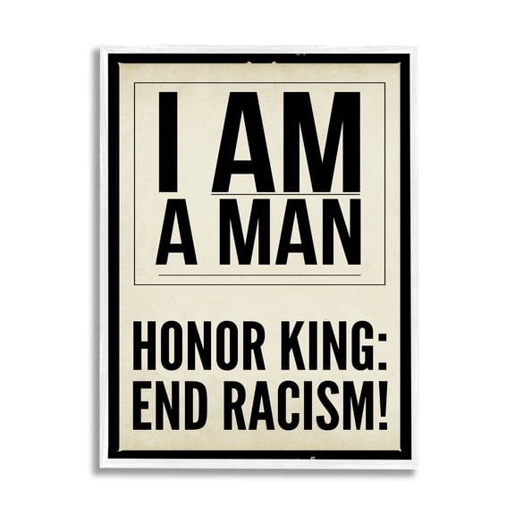 Stupell Industries Honor King End Racism Courageous Commemorating Quote Graphic Art White Framed Art Print Wall Art, Design by Graffitee Studios