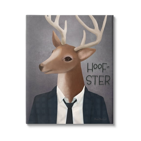 Stupell Industries Hoof-Ster Witty Deer Stag Wearing Suit Necktie Graphic Art Gallery Wrapped Canvas Print Wall Art, Design by Diane Neukirch