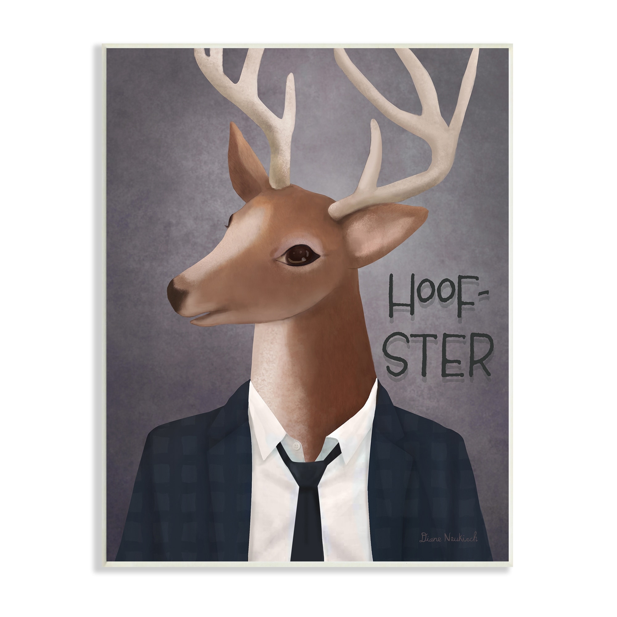 Stupell Industries Hoof-Ster Witty Deer Stag Wearing Suit Necktie Graphic Art Unframed Art Print Wall Art, Design by Diane Neukirch