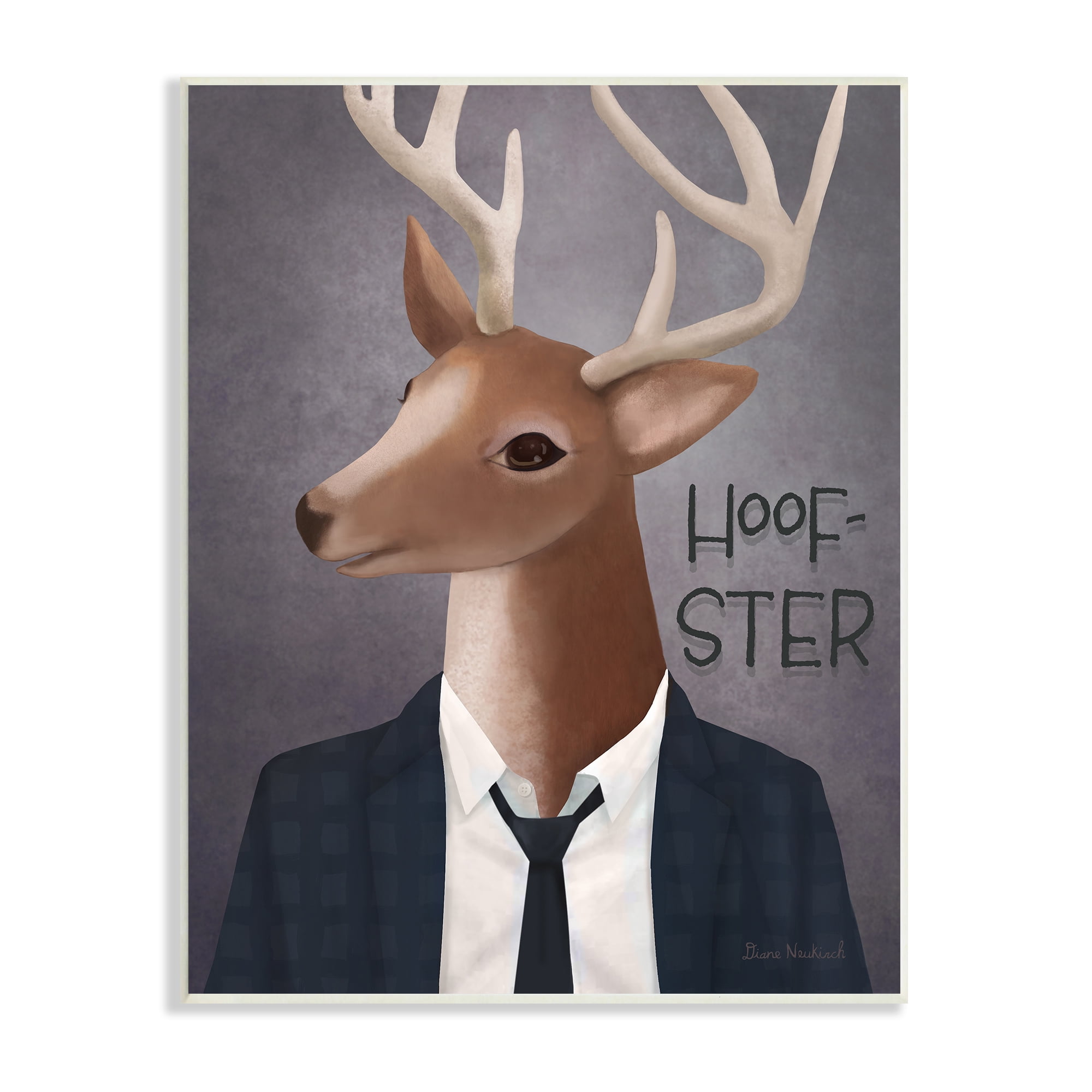 Stupell Industries Hoof-Ster Witty Deer Stag Wearing Suit Necktie Graphic Art Unframed Art Print Wall Art, Design by Diane Neukirch