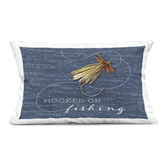 Stupell Industries Hooked On Fishing Decorative Printed Throw Pillow, design by Holly Thomas Stein