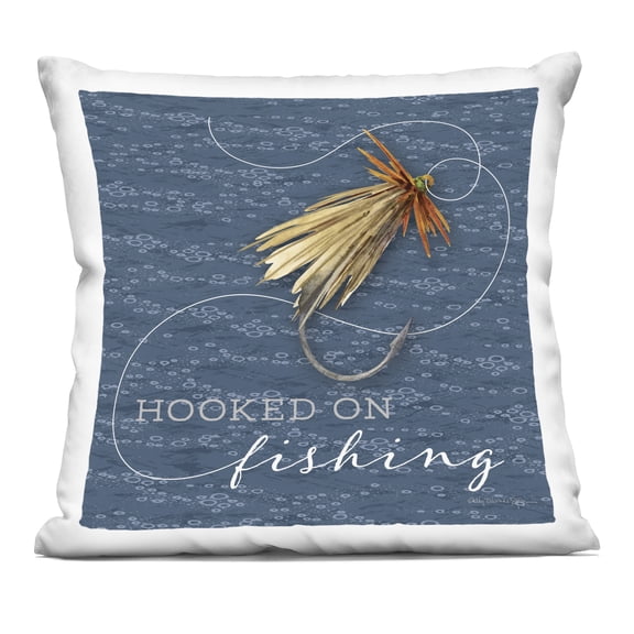 Stupell Industries Hooked On Fishing Hobby Decorative Printed Throw Pillow, design by Holly Thomas Stein