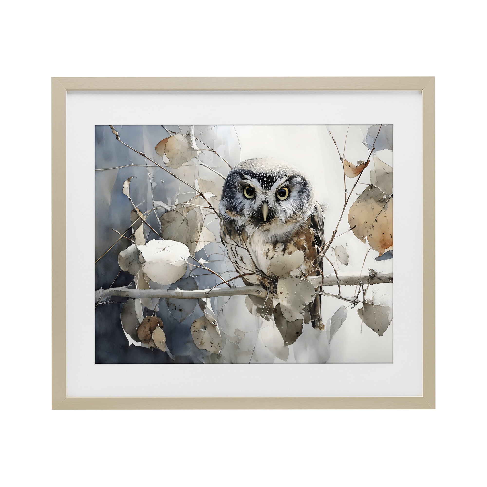 Stupell Industries Hoot Owl on Autumn Branch Birch Framed Print Under Glass, design by Franklyn Gregory