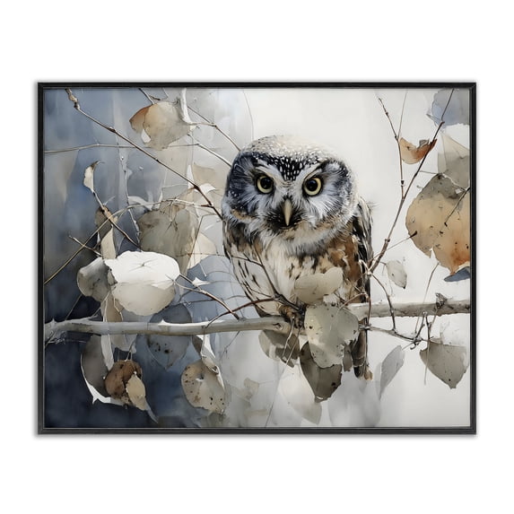 Stupell Industries Farmhouse Hoot Owl on Autumn Branch Black Framed Giclee Art, 14 x 11, by Franklyn Gregory