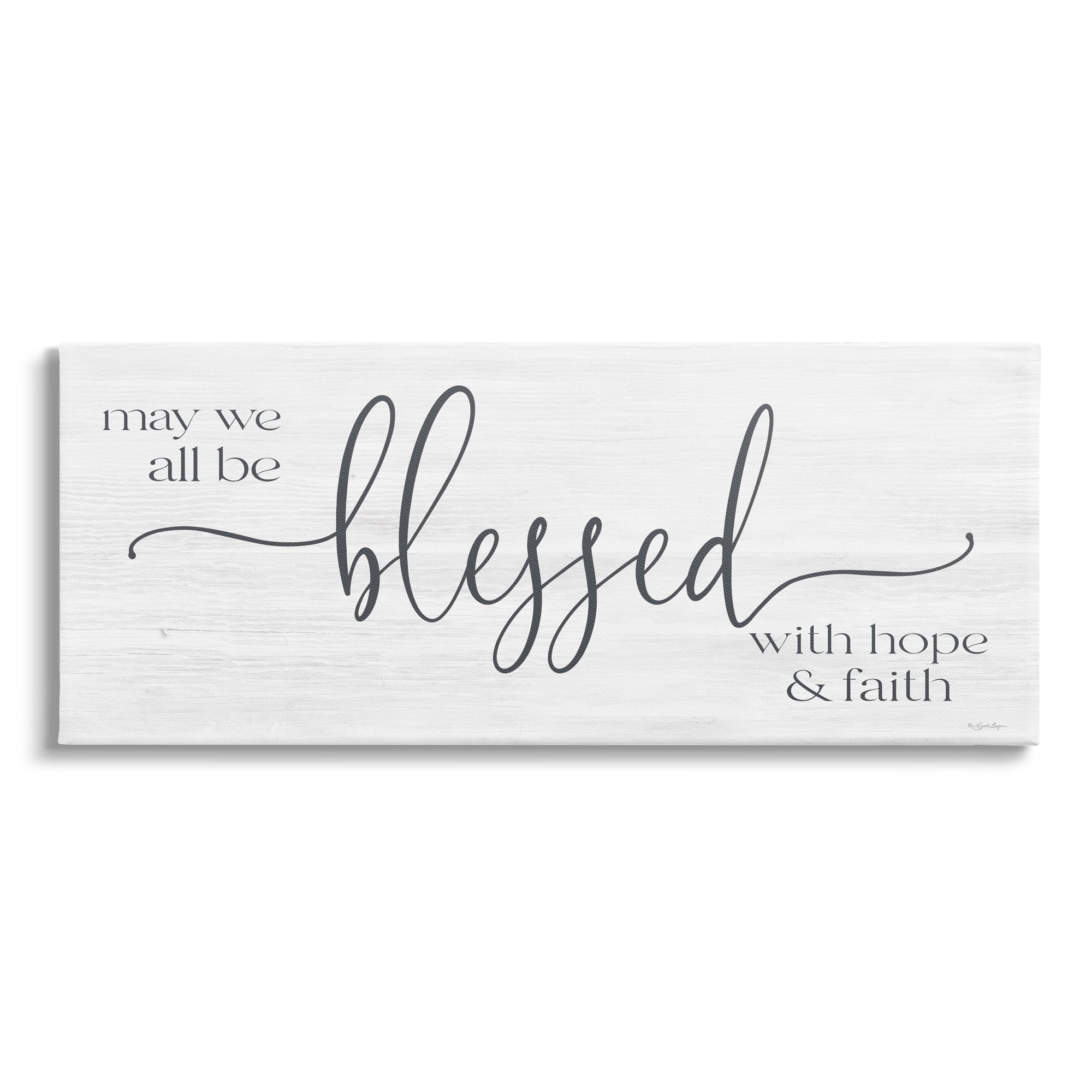 Rustic White Wood Hope & Faith Blessed Wall Art