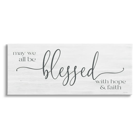 Stupell Industries Hope & Faith Blessed Calligraphy Birch Pattern Phrase Graphic Art Gallery Wrapped Canvas Print Wall Art, Design by Susie Boyer
